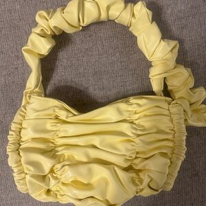 Ruched Yellow Shoulder Bag